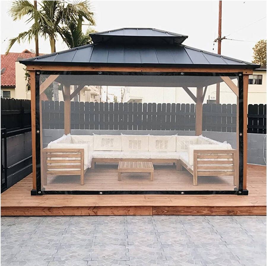 Dekzeil Tuinscherm Transparant met Oogjes Outdoor PVC Scheidingsgordijnen Dekzeilen voor Paviljoenen Pergolas Balkons Tuinen Zijpanelen Etc Weerbestendig Dekzeil Maat: 2x5 m