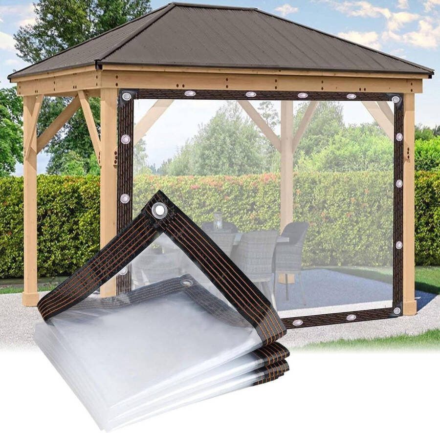Dekzeil waterdicht transparant 2 x 3 m met ingestanste ringen broeikas hondenhok weerbestendig opvouwbaar pvc waterdicht regenbescherming zeil doorzichtig transparent tarp