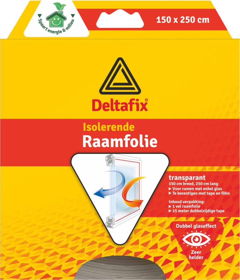 Deltafix Raam isolatiefolie transparant 150 x 250 cm incl. bevestigingstape energiebesparend Meubelfolie