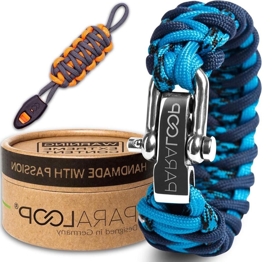 Deluxe Paracord armband met signaalfluitje Handgevlochten armband voor mannen Geschenkdoos Verschillende kleuren Roestvrij stalen sluiting Heren armbanden