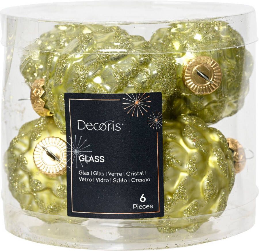 Decoris Denappel Glas D5h7 Cm Pstch Ass 6st Kerst