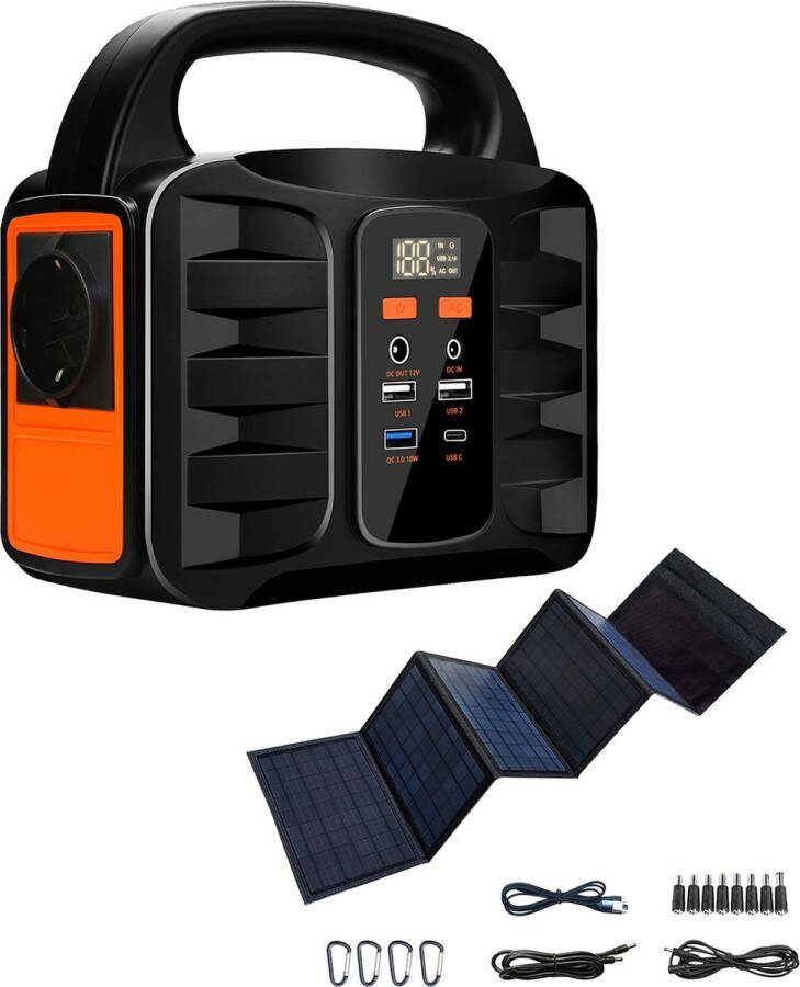 Denver Powerbank 42.000 mAh 155Wh Powerstation 230V 100W Quick Charging Generator Incl. Zonnepaneel Ingebouwd Stopcontact