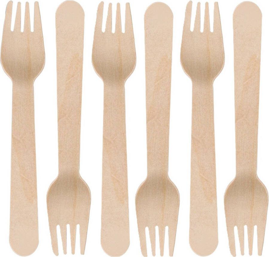 DEPA BBQ verjaardag camping bestek vorken 20x hout 16 cm eco friendly composteerbaar wegwerp