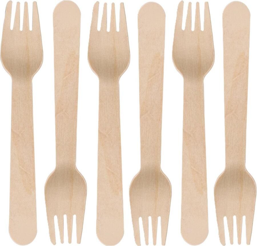 DEPA BBQ verjaardag camping bestek vorken 60x hout 16 cm eco friendly composteerbaar wegwerp