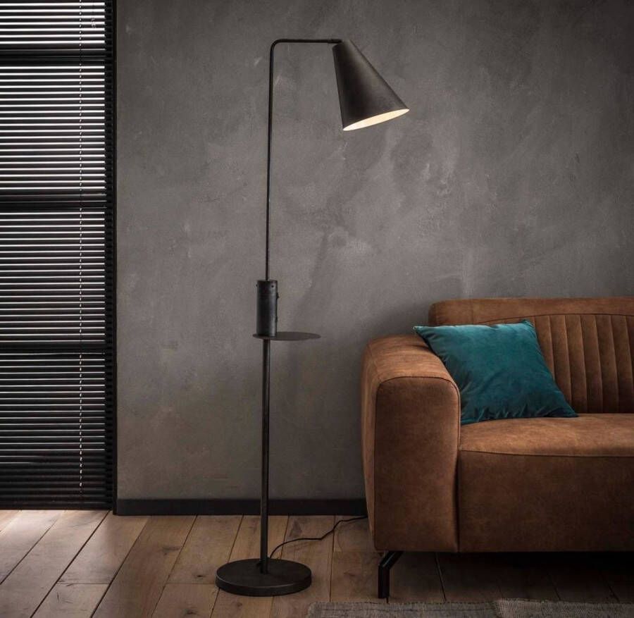 DePauwWonen USB Oplader Staande Lamp -E27 Fitting Charcoal Vloerlamp voor Binnen Vloerlampen Woonkamer Designlamp Industrieel Metaal LxBxH =28 x 45x 160 cm