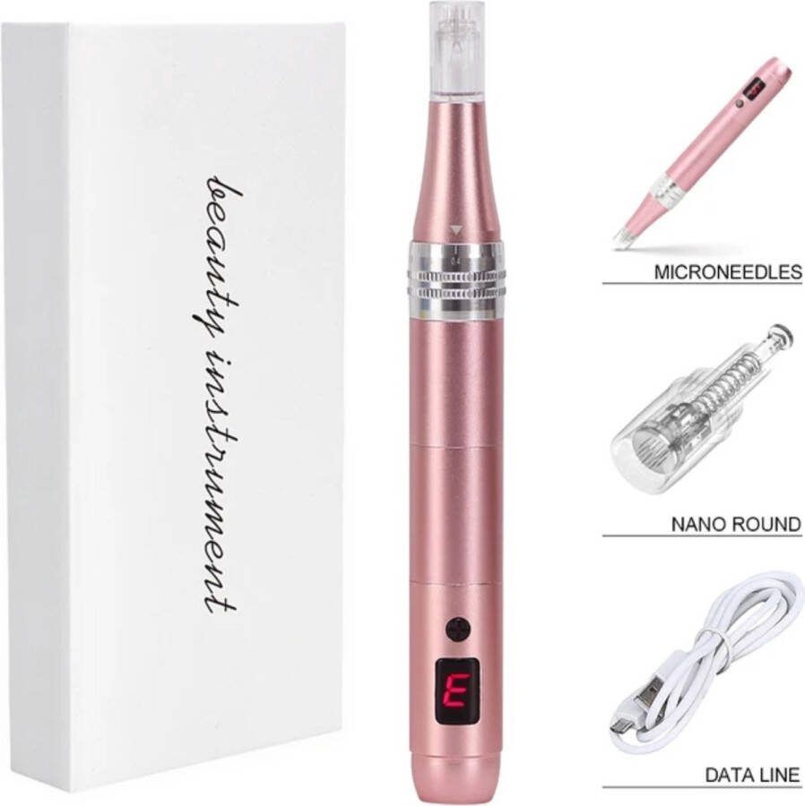 Dermapen micro needling + 3 cartridges voor huidverbetering zorgt voor een stralende en gezonde huid. Huidverjonging