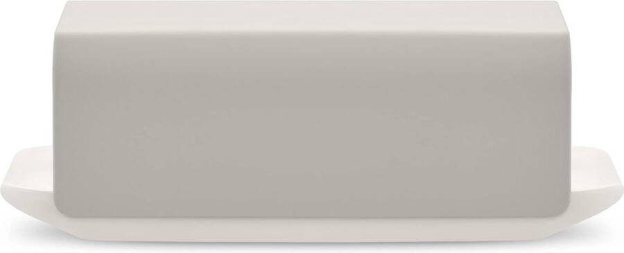 Design botervloot van porselein met deksel van roestvrij staal 18 10 warm grijs 95 cm Alessi Mattina BG04 WG butter dish with lid