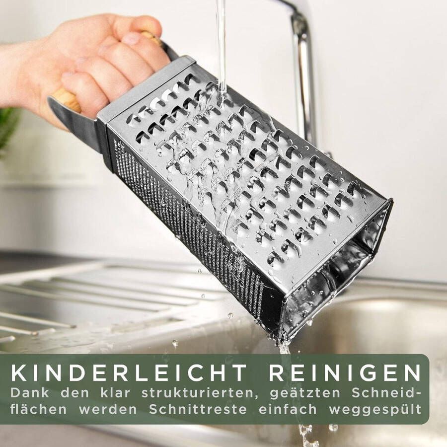 Design rasp van roestvrij staal groenteschaaf met geëtste sneden kaasrasp van echt hout plasticvrije keukenrasp 245 x 105 cm Raspen