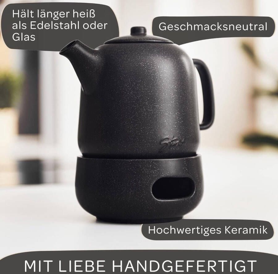 Design theepot met stoofje (1 3 l) theepot met zeef van roestvrij 304 roestvrij staal theepot keramiek met uniek glazuur theepot met zeef uitneembaar zwart