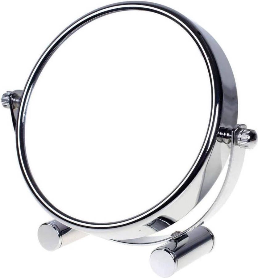 Designed cosmetische spiegel 10 vakken 15 cm tafelspiegel 360° draaibaar staande spiegel make-upspiegel badkamerspiegel verchroomd. Dubbelzijdige scheerspiegel: normaal + 10x vergroting