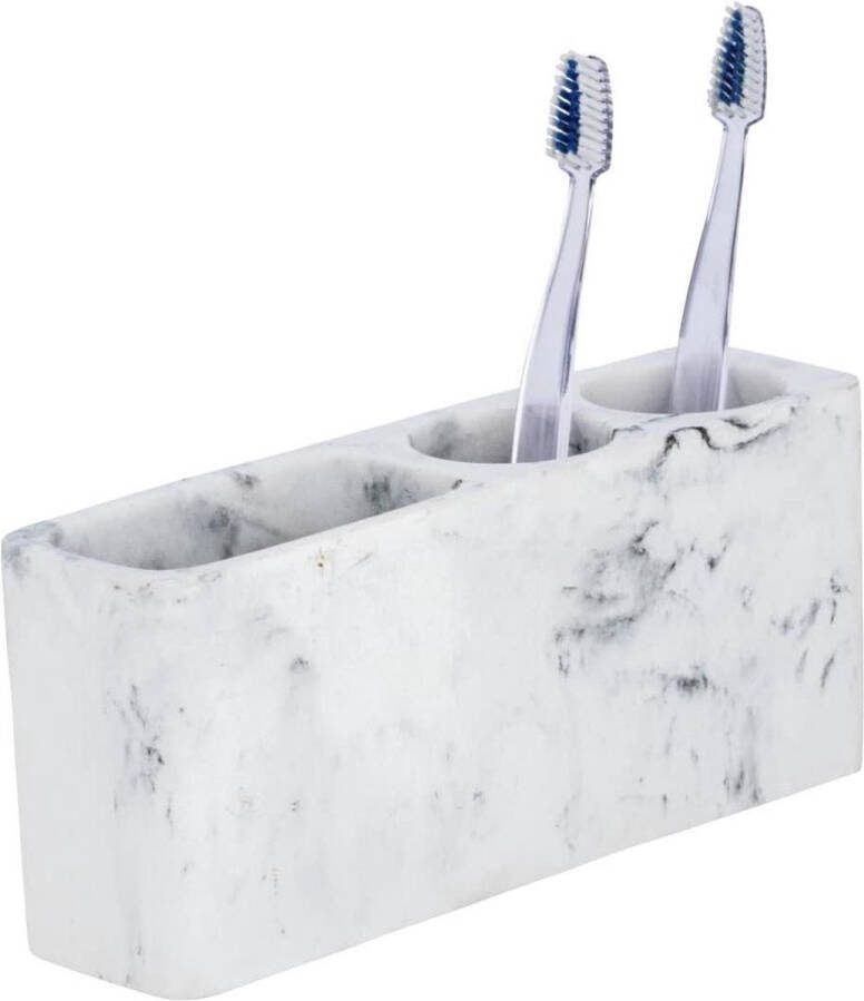Desio keukengereihouder voor make-upkwasten badkameraccessoires van kunststeen marmerlook tandenborstelhouder stijlvolle badkameruitrusting wit grijs 22 x 102 x 64 cm