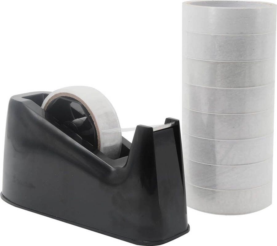 Desktop Tape Dispenser met Transparante Tape Vullingen Nano Tape Antislip Base voor Masking Tape Hittebestendige Tape Past 1 & 3 Kern Zwart