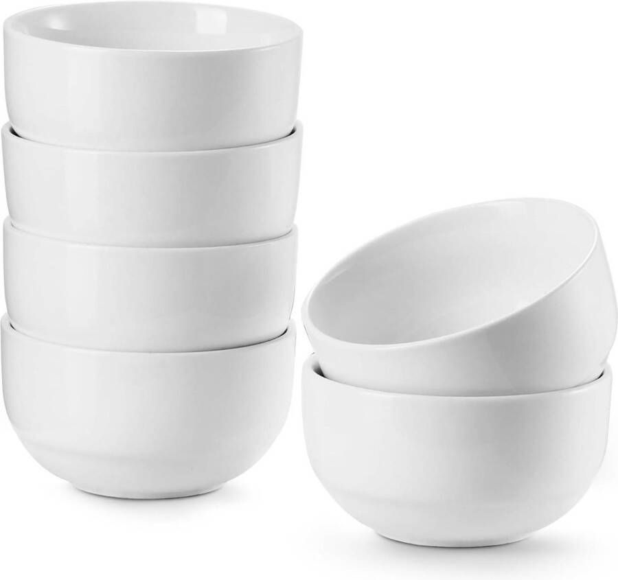 Dessertkommen 300 ml soepkommen kleine kommen Φ 10 cm witte keramische ontbijtkommen porseleinen ijskommen voor snack serveerschalen Kerstmis rijst bijgerecht kleine portie Set