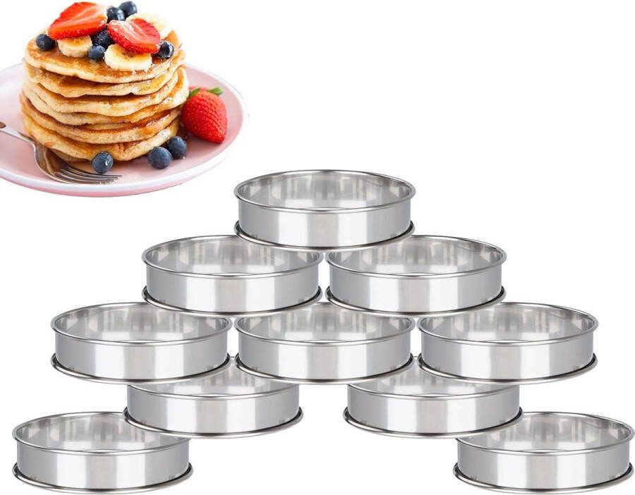 Dessertringen 10 x 25 cm Braadring van 304 roestvrij staal Taartringen Pannenkoekvorm Bakringen Ronde taartring Crumpets Pannenkoeken Taart Muffin