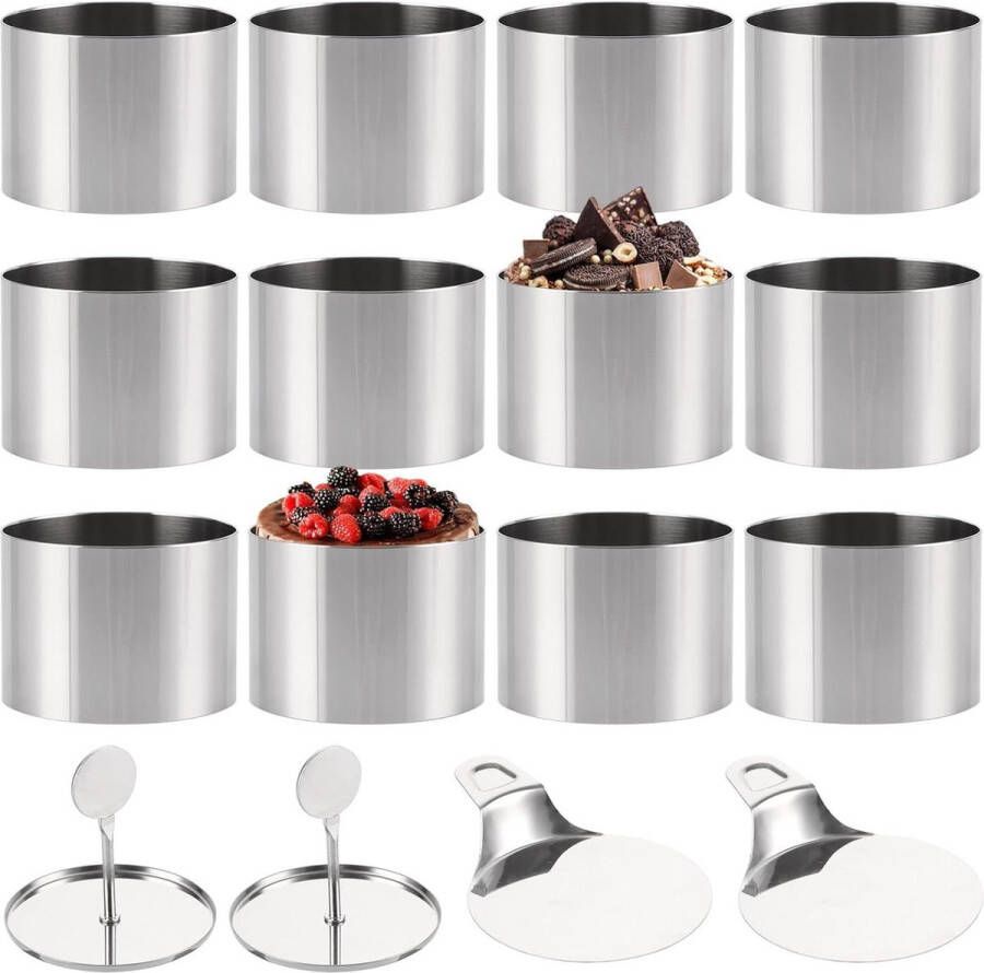 Dessertringen en dinerringen 75 cm Roestvrij staal Set van 12 stuks met drukknop Taartringen Kleine bakring Ronde dinerringen Taartring Dessertringen Doe-het-zelf