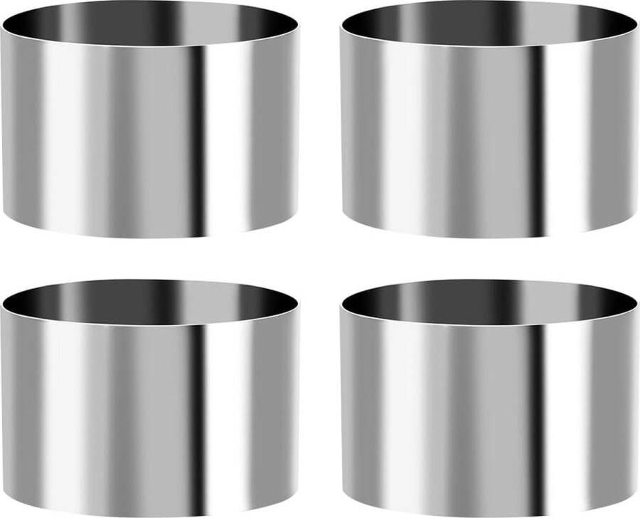Dessertringen en dinerringen roestvrij staal bakring voor koken bakken mousse 4 stuks taartringen 8 cm hoogte 5 cm rond