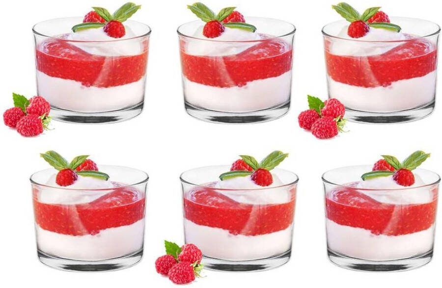 Dessertschalen- Glazen Schaal IJsschalen- Glazen Kom Set van 6 stuks Saladeschalen Snackschalen Kleine Glazen Kommetjes voor Dessert IJs Salade 6x150 ml Kommenset