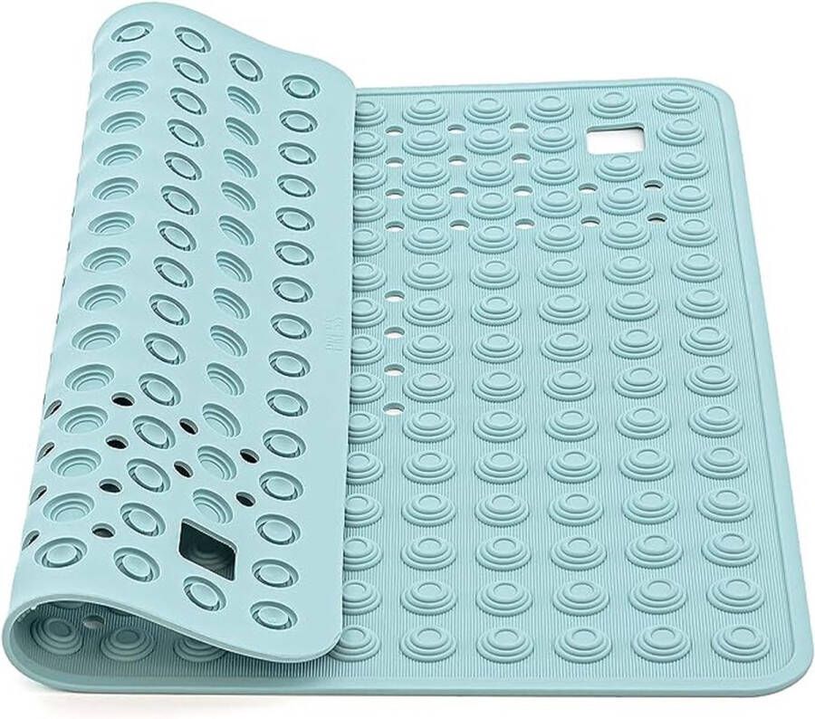 Detail antislip douchemat rubberen badmat met 134 grijpende zuignappen perfect voor ouderen en kinderen wasbaar in de machine blauw gemaakt in Italië 60x60 cm