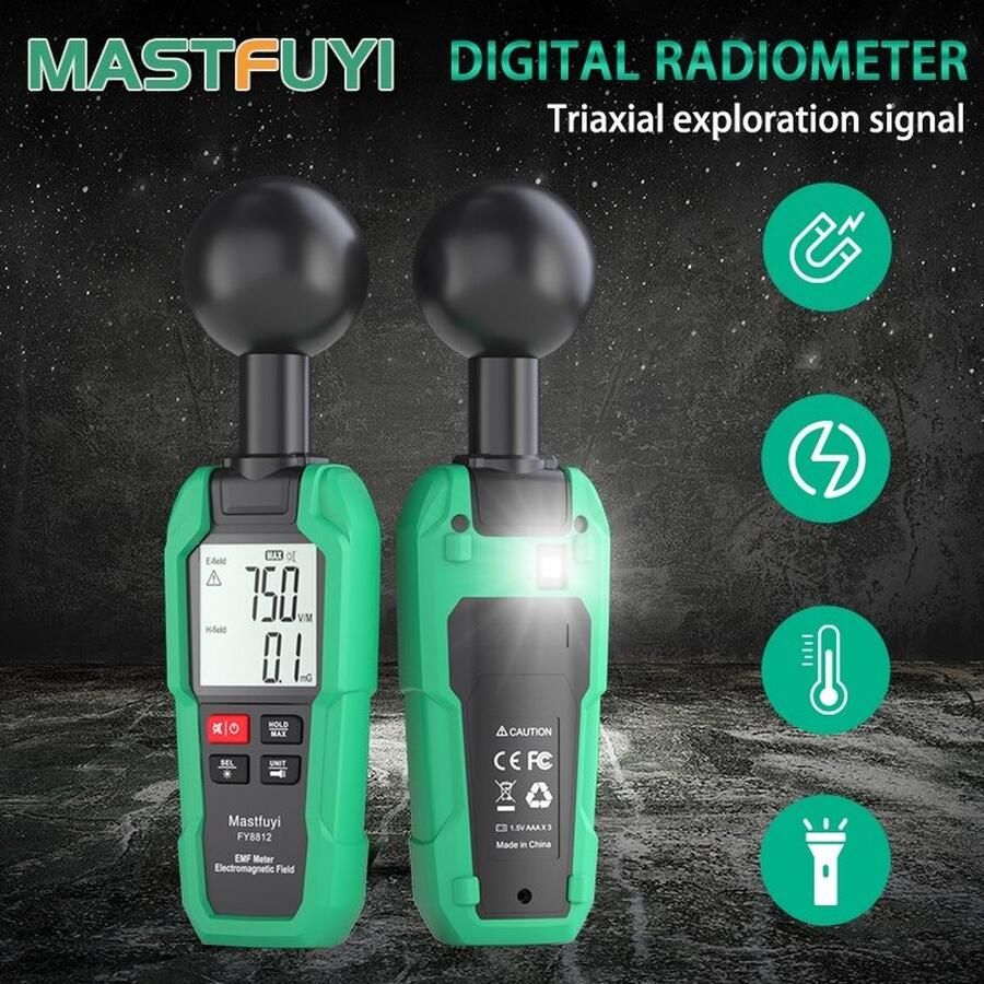 Detector Leidingzoeker Digitale Elektromagnetische Straling Detector Emf Meter Tester Ghost Hunting Geest Jager Ingebouwde zaklamp Zwart