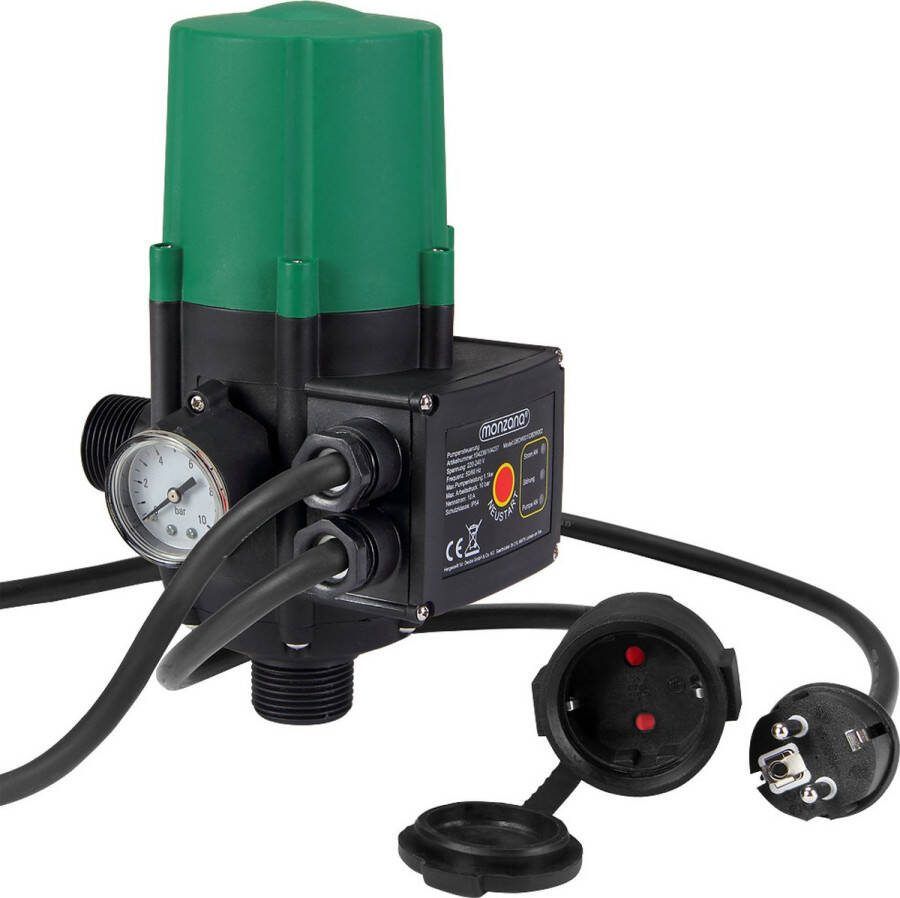 Monzana Drukschakelaar 10 Bar – Automatisch met Kabel – Groen Zwart