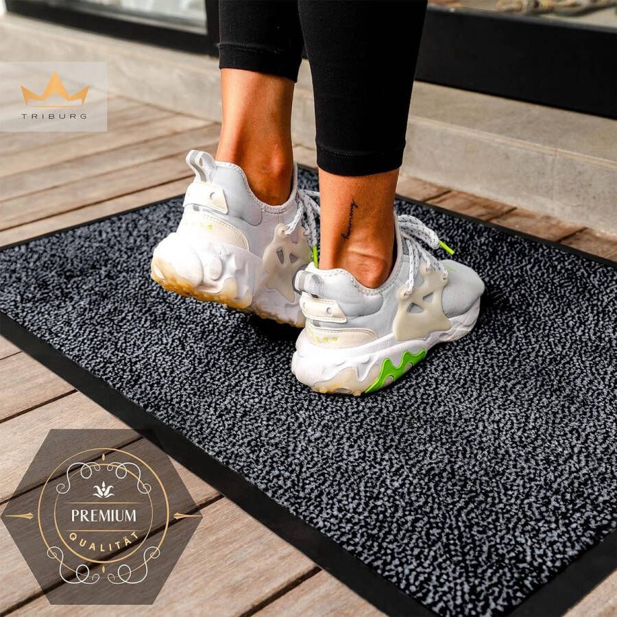 Deurmat 40 x 60 cm antraciet zwart vuilvangmat weerbestendig waterbestendig wasbaar antislip voetmat voor binnen en buiten