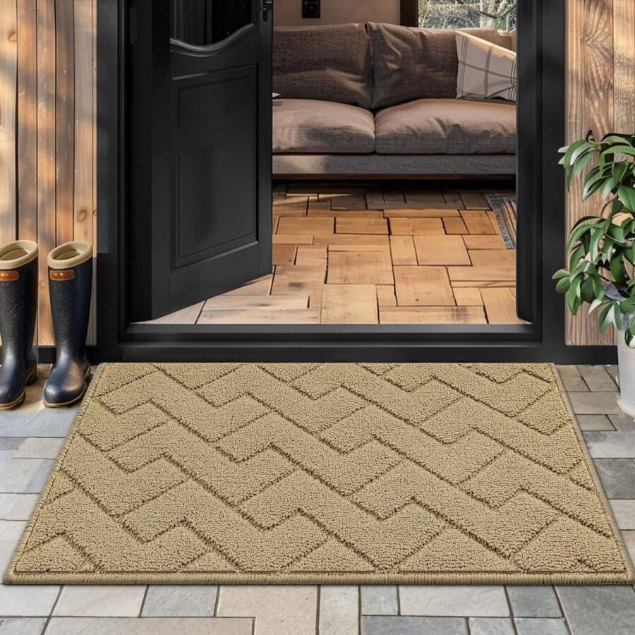 Deurmat 50 x 80 cm antislip machinewasbaar absorberend polypropyleen hal balkon beige