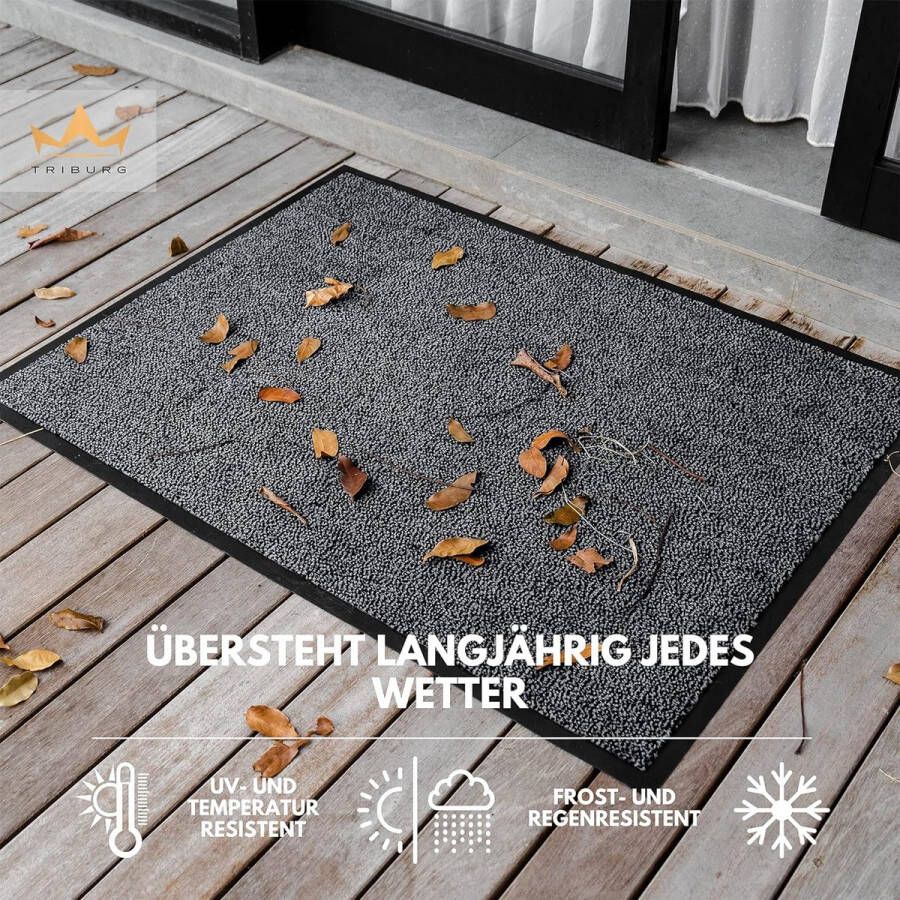Deurmat 90 x 150 cm antraciet zwart vuilvangmat weerbestendig waterbestendig wasbaar antislip voetmat voor binnen en buiten