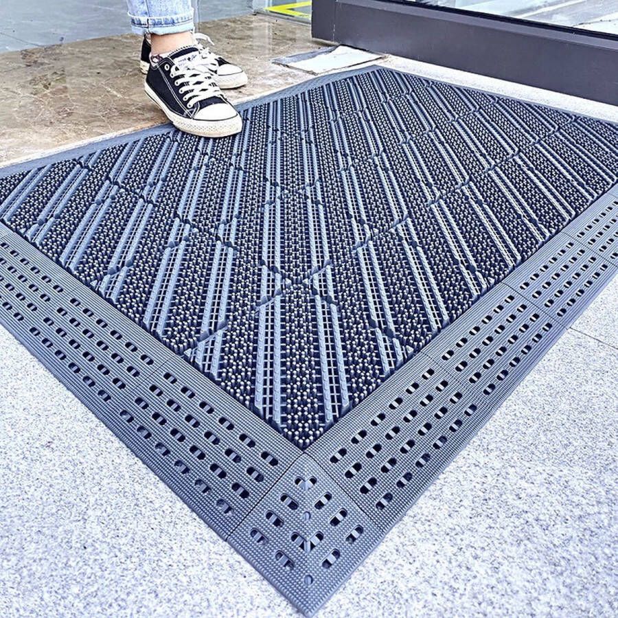 Deurmat Buitenmat Deurmat buiten Grijs 90x60 cm DIY Doe-het-zelf Antislip Inloopmat Deurmat voordeur Woning Winkel Kantoor Bedrijfspand