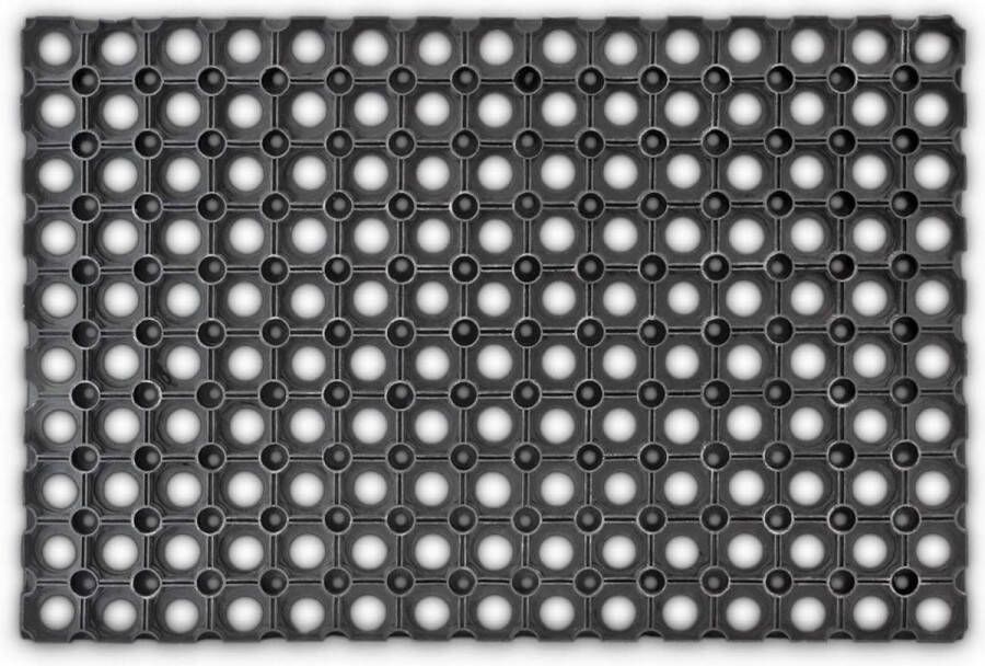 Deurmat rubber 40 x 60 cm rechthoekig antislip weerbestendig voor binnen en buiten schoonloopmat zwart