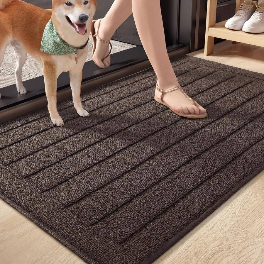 Deurmat voor binnen 80 x 120 cm vuilvangmat wasbaar antislip voetmatten voor huisdeur absorberende deurmat voor binnen deurmat voor ingang woonkamer hal huisdieren en honden
