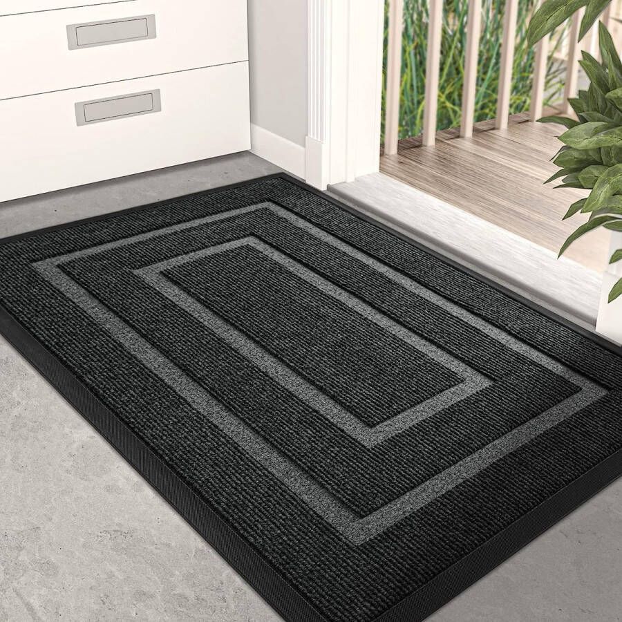 Deurmat voor buiten antislip voetmat outdoor wasbaar vuilvangmat voor huisdeur robuuste deurmat voor ingang buiten en binnen (40 x 60 cm grijs)