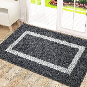 Deurmat wasbare voetmat voor binnen antislip vuilvangmat deurmat voor huisdeur binnen 60 x 90 cm zwart
