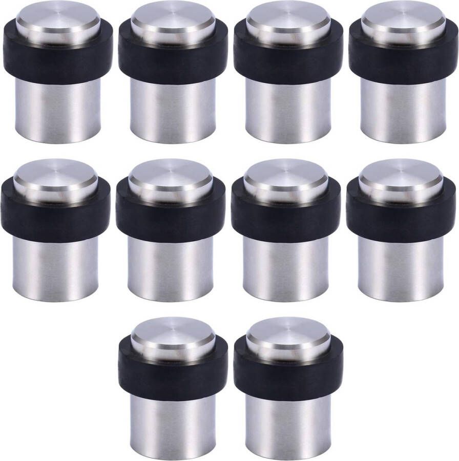 Deurstopper binne-10 stuks-RVS-Rubbers-46MM-Deurhouder- 4.3 x 4.6 cm-Zilver-Met accessoires