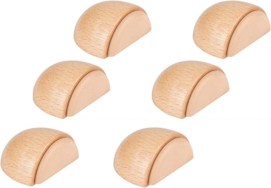 Deurstopper Houten Deurstopper Deurdranger Voor Binnen Met Antislip Stille Anti Botsing Het is niet nodig om gaten te maken Extra Dik En Sterk Badkamer Slaapkamer Veiligheidsdeur Hout kleur 6 Stuks
