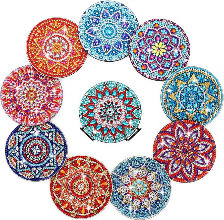 Diamond Art Coasters met houder Arts and Crafts voor volwassenen Diamond Painting Kits DIY Mandala Coasters voor ambachten (Mandala 10)