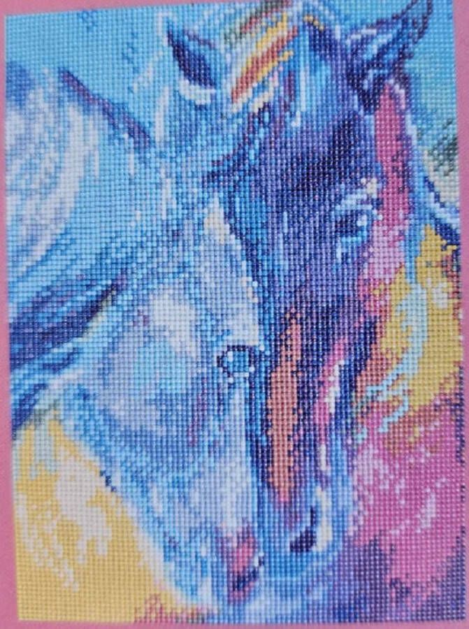 Diamond painting 30x40cm Horses edition 2 x Paardenhoofden ronde steentjes