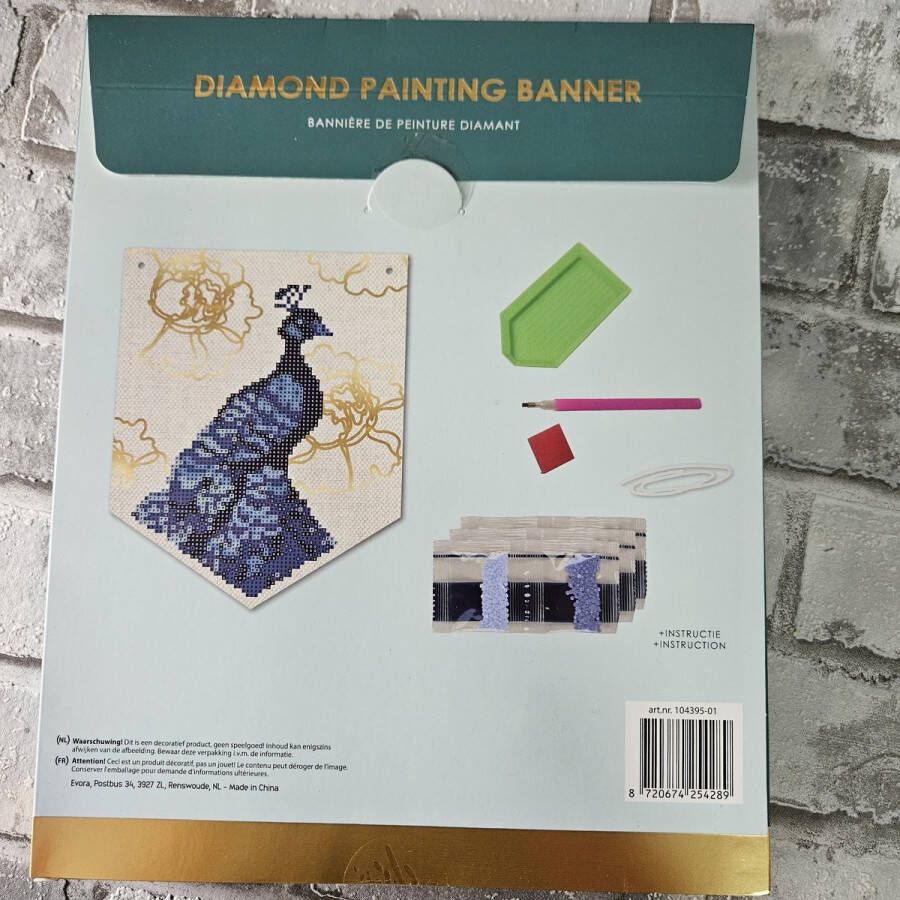 Diamond painting banner pauw diy decoratie ontspannende hobby