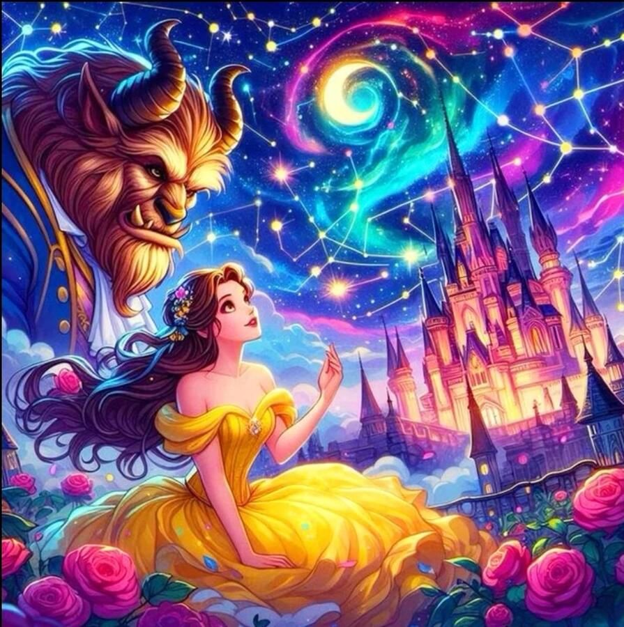 Diamond painting Belle en het beest 50x50 vierkante steentjes