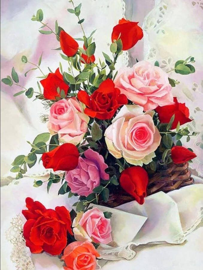 Diamond painting bloemen 40x50 vierkante steentjes