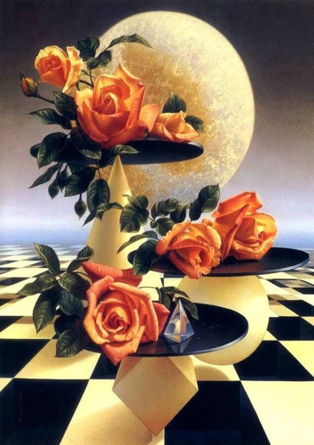 Diamond painting Canvasdoek met voorbedrukte afbeelding 40x50 roos met uniek achtergrond