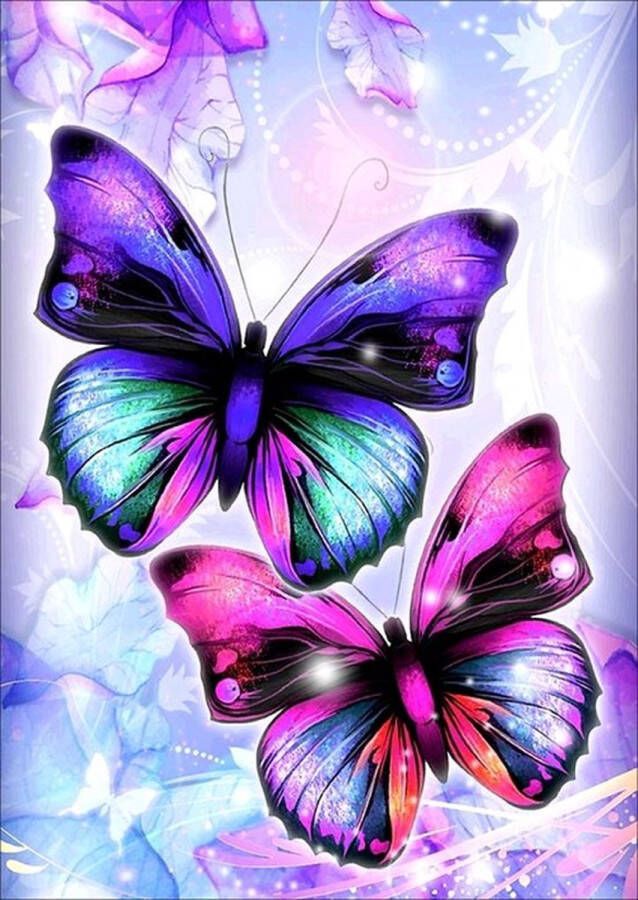 Diamond painting Canvasdoek met voorbedrukte afbeelding 40x50cm mooie gekleurde vlinders
