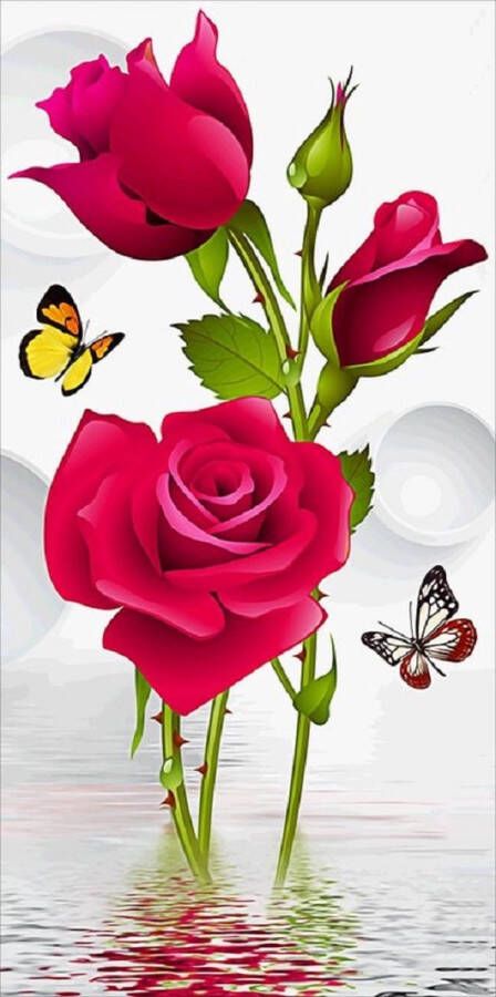 Diamond painting Canvasdoek met voorbedrukte afbeelding 45 x 85 cm prachtige rozen