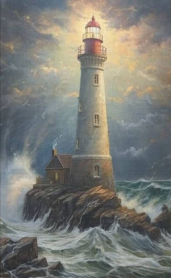 Diamond Painting-Diamond painting voor volwassenen- Diamond painting pakket volledig-vuurtoren-40x50-Ronde stenen