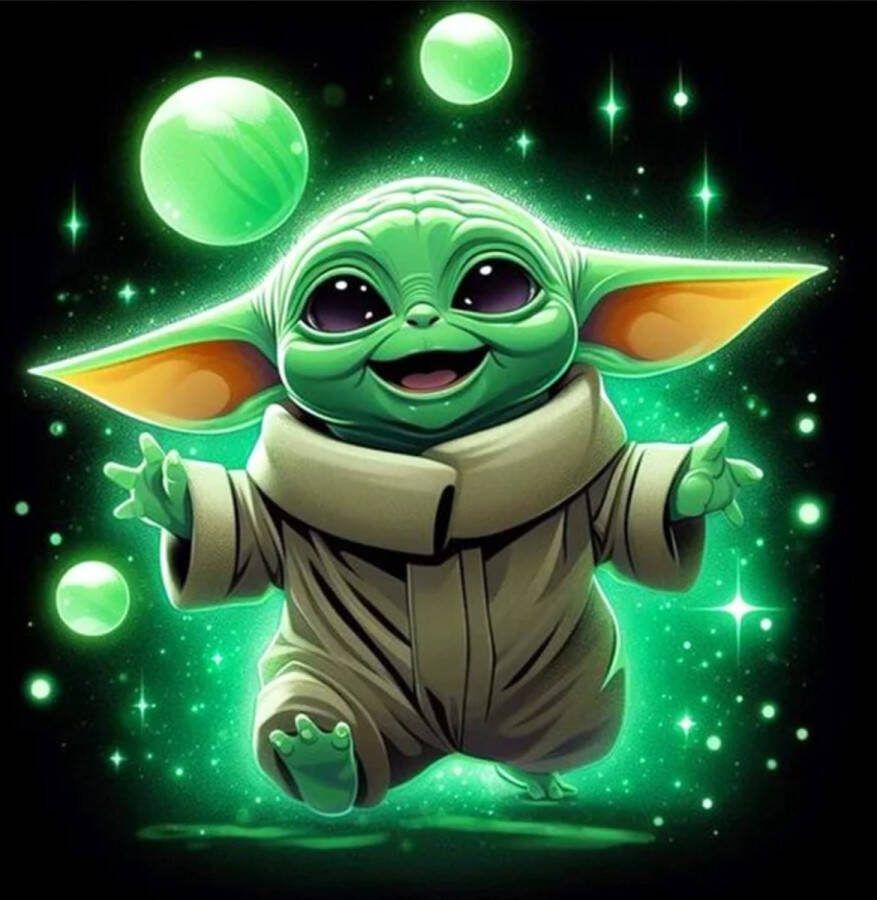 Diamond painting Disney Baby Yoda 50x50 ronde steentjes