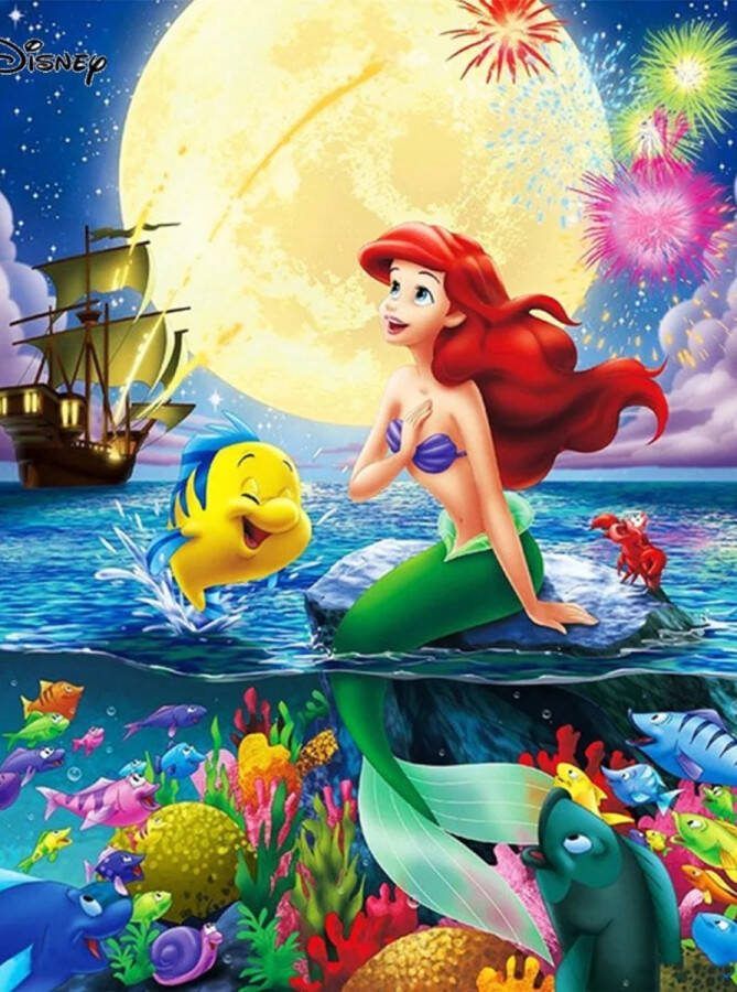 Diamond painting Disney De kleine zeemeermin 50x70 ronde steentjes