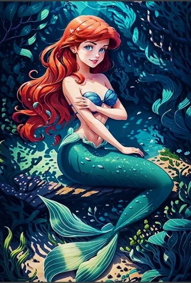 Diamond painting Disney De kleine zeemeermin 50x70 vierkante steentjes