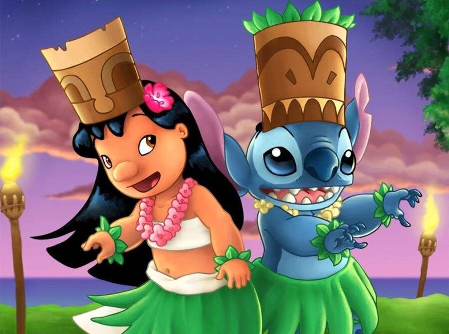Diamond painting Disney Lilo & Stitch 30x40 ronde steentjes