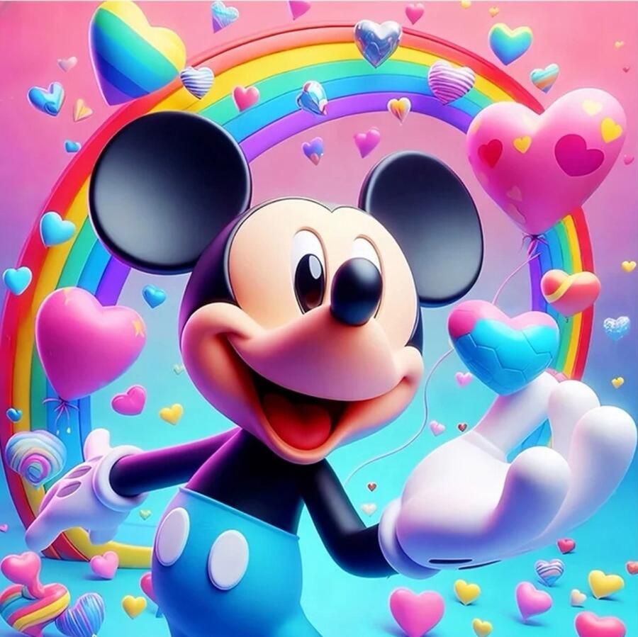 Diamond painting Disney Mickey Mouse 50x50 vierkante steentjes