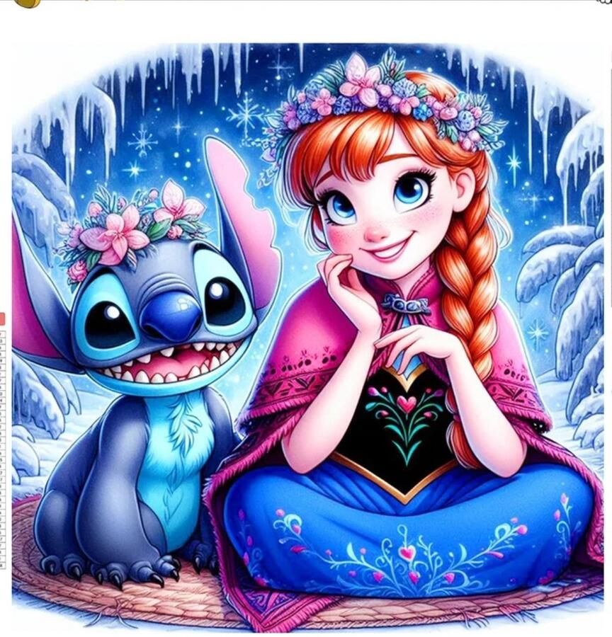 Diamond painting Disney Stitch 40x40 vierkante steentjes