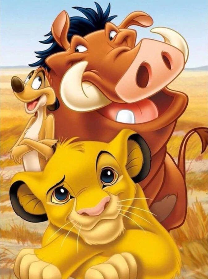 Diamond painting Disney Timon & Pumba 30x40 ronde steentjes